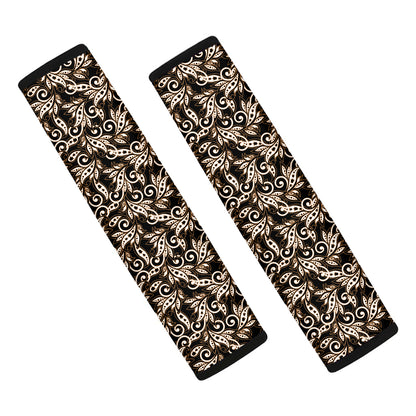 Dark Western Floral Pattern Print Car Seat Belt Covers