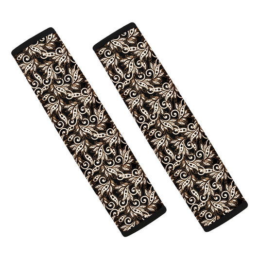 Dark Western Floral Pattern Print Car Seat Belt Covers