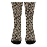 Dark Western Floral Pattern Print Crew Socks