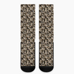 Dark Western Floral Pattern Print Crew Socks