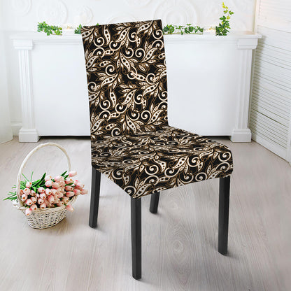 Dark Western Floral Pattern Print Dining Chair Slipcover