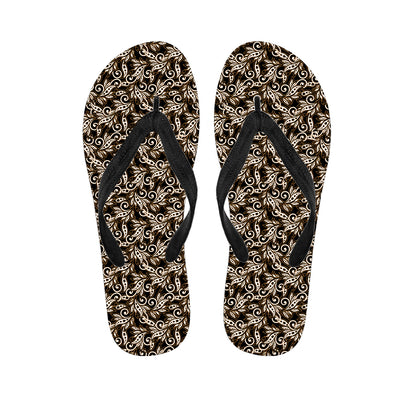 Dark Western Floral Pattern Print Flip Flops