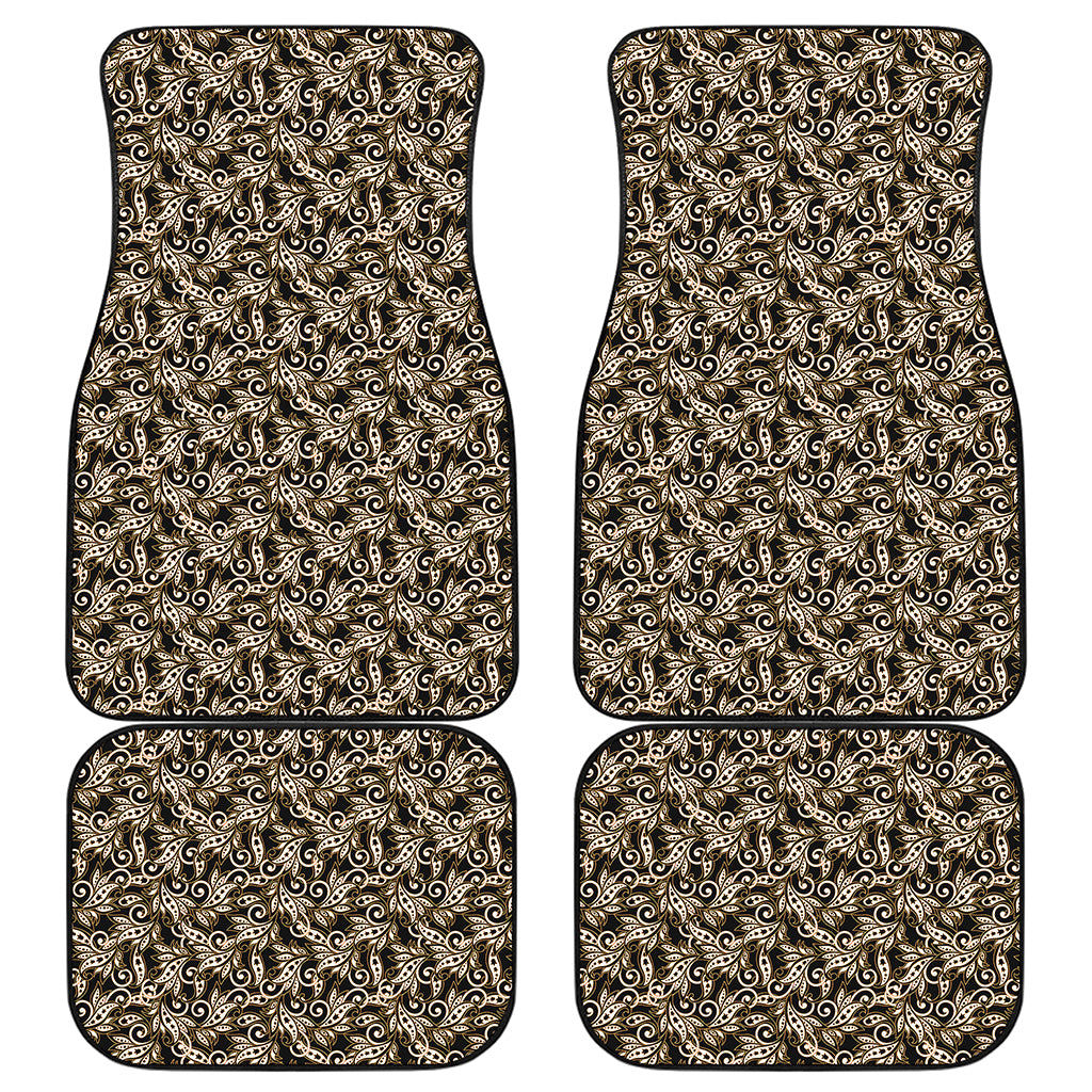 Dark Western Floral Pattern Print Front and Back Car Floor Mats