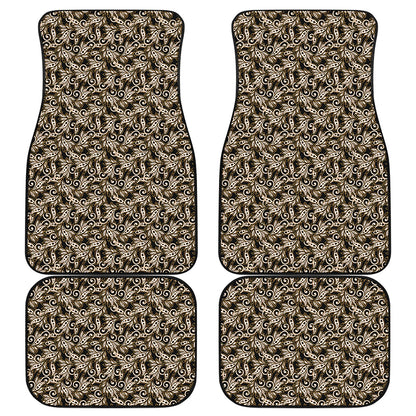 Dark Western Floral Pattern Print Front and Back Car Floor Mats