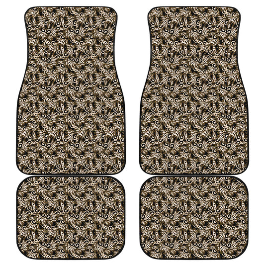 Dark Western Floral Pattern Print Front and Back Car Floor Mats