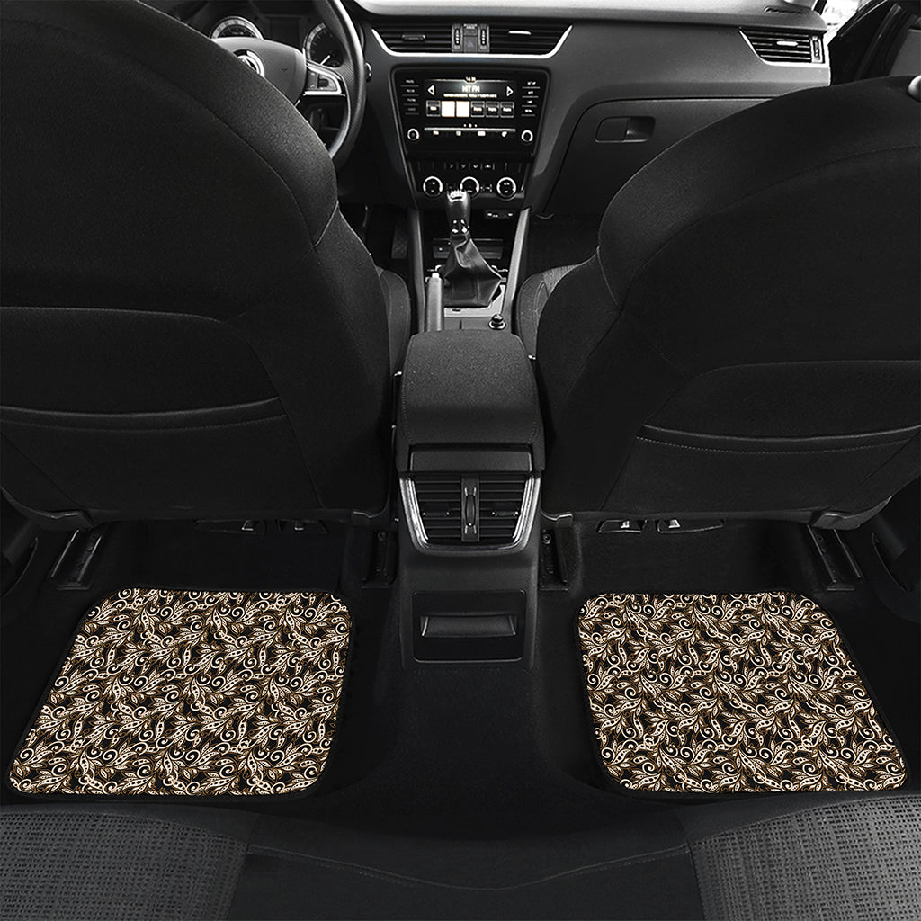 Dark Western Floral Pattern Print Front and Back Car Floor Mats