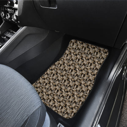 Dark Western Floral Pattern Print Front and Back Car Floor Mats