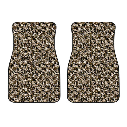Dark Western Floral Pattern Print Front Car Floor Mats