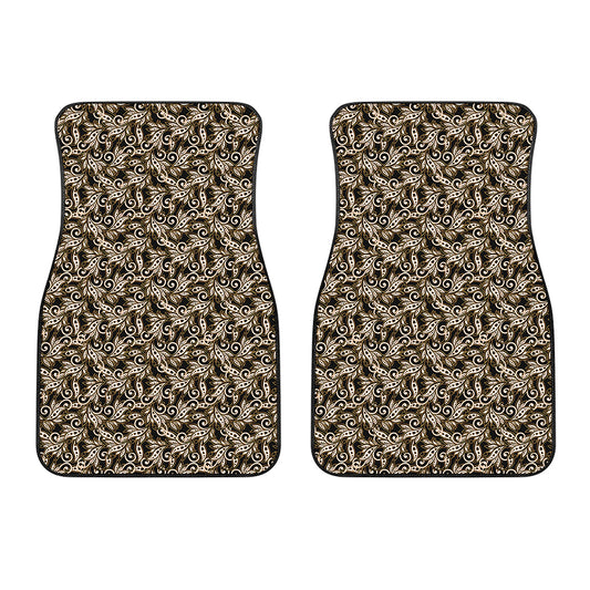 Dark Western Floral Pattern Print Front Car Floor Mats