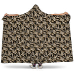 Dark Western Floral Pattern Print Hooded Blanket