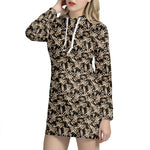 Dark Western Floral Pattern Print Hoodie Dress