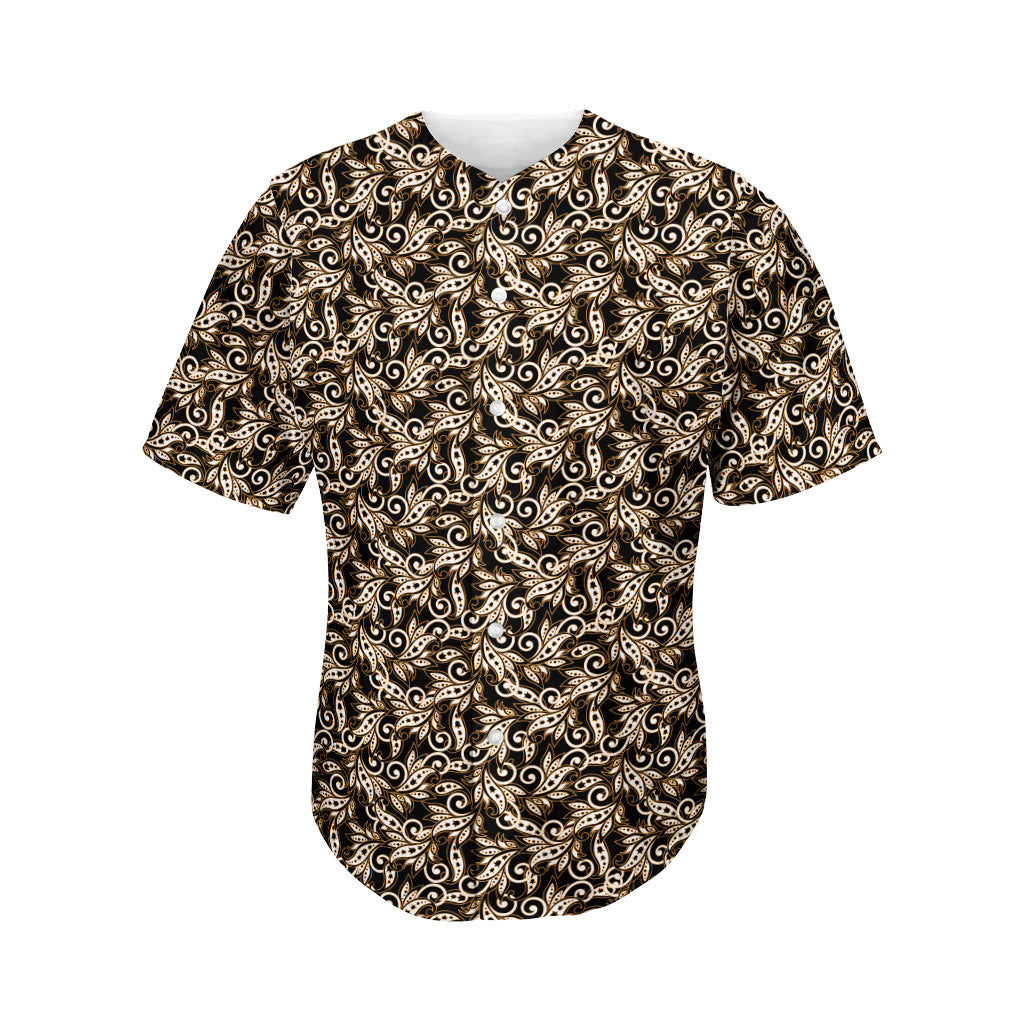 Dark Western Floral Pattern Print Men's Baseball Jersey