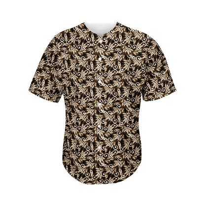Dark Western Floral Pattern Print Men's Baseball Jersey