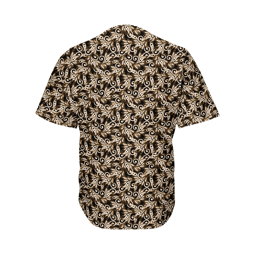 Dark Western Floral Pattern Print Men's Baseball Jersey