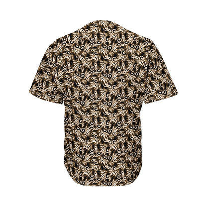 Dark Western Floral Pattern Print Men's Baseball Jersey