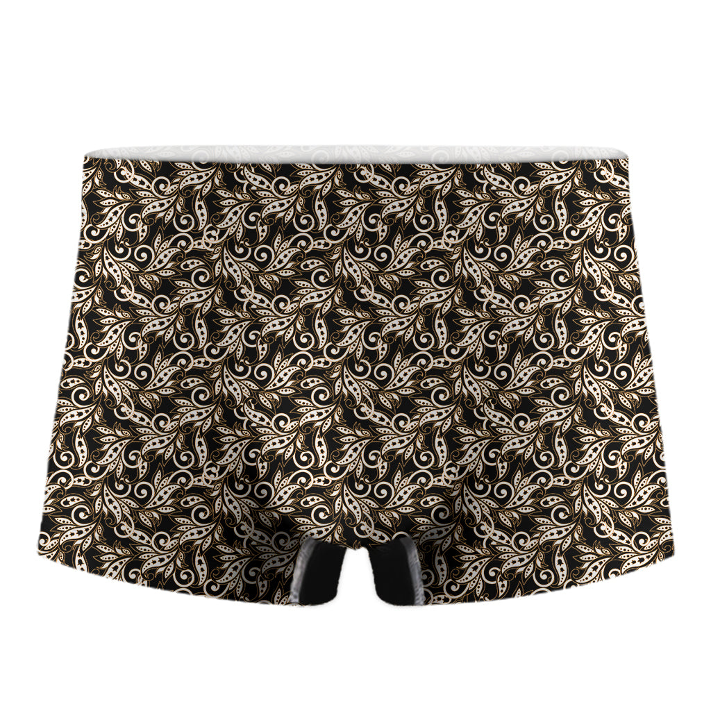 Dark Western Floral Pattern Print Men's Boxer Briefs