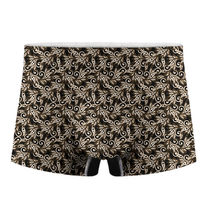 Dark Western Floral Pattern Print Men's Boxer Briefs