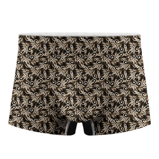 Dark Western Floral Pattern Print Men's Boxer Briefs