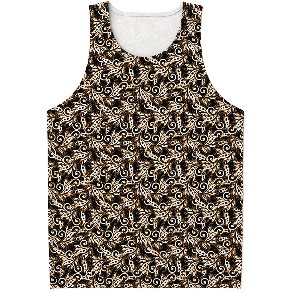 Dark Western Floral Pattern Print Men's Tank Top