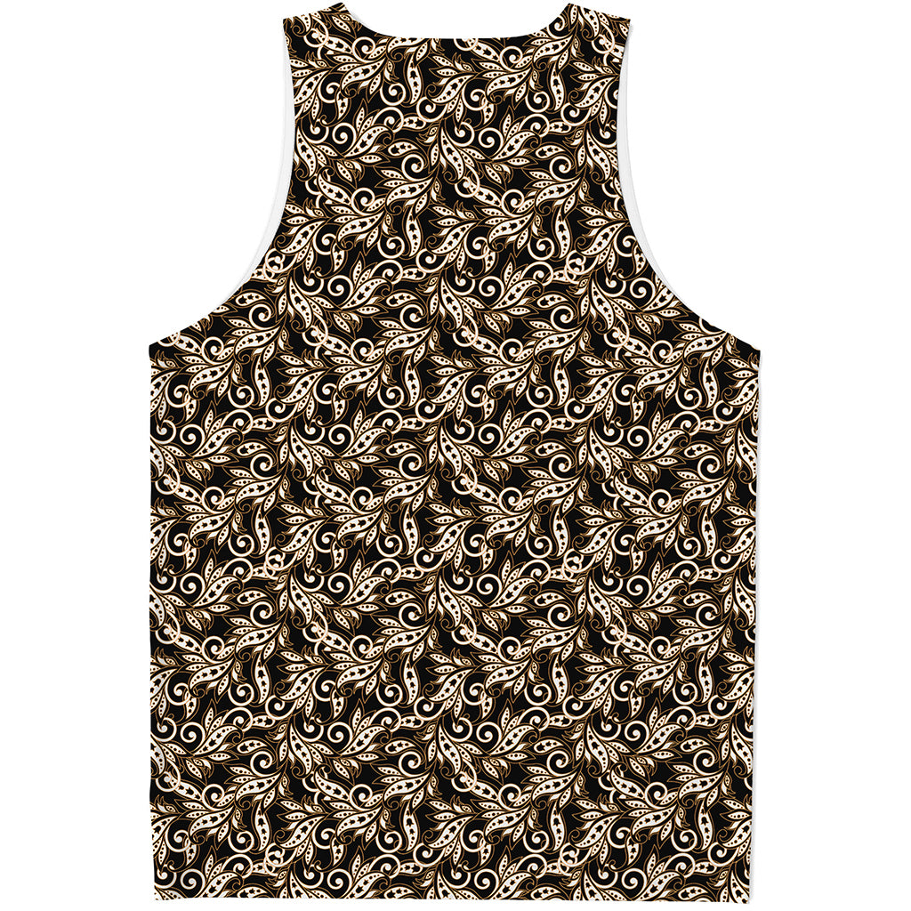 Dark Western Floral Pattern Print Men's Tank Top