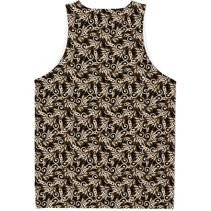 Dark Western Floral Pattern Print Men's Tank Top
