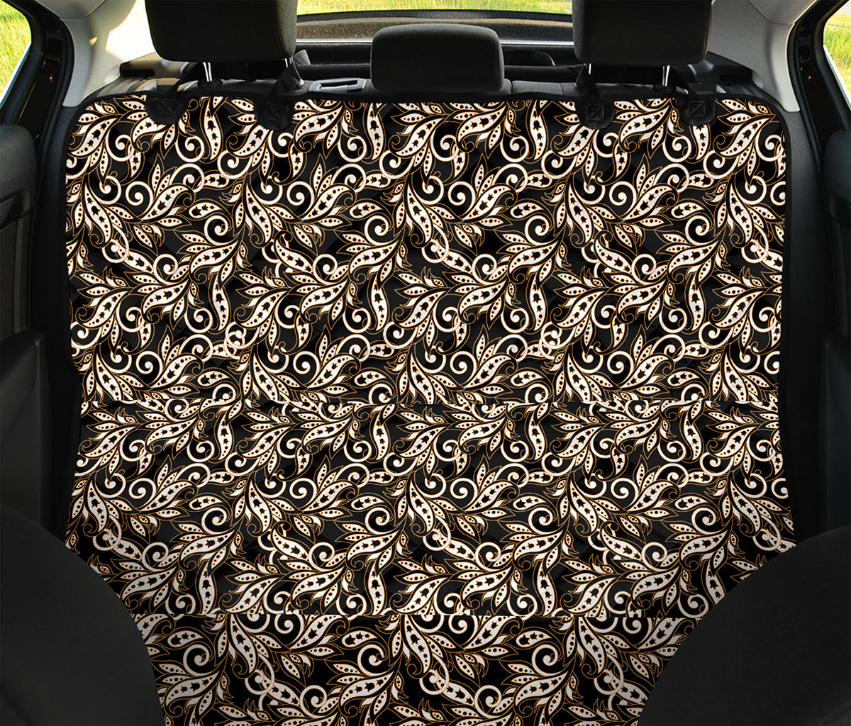 Dark Western Floral Pattern Print Pet Car Back Seat Cover