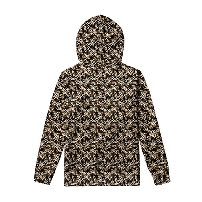 Dark Western Floral Pattern Print Pullover Hoodie