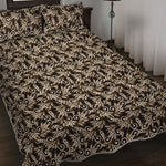 Dark Western Floral Pattern Print Quilt Bed Set