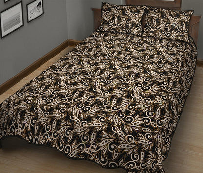 Dark Western Floral Pattern Print Quilt Bed Set