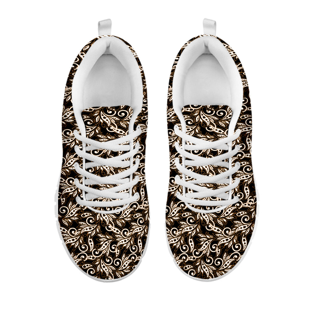 Dark Western Floral Pattern Print White Sneakers