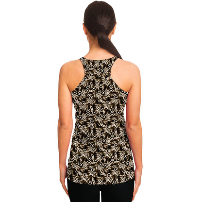 Dark Western Floral Pattern Print Women's Racerback Tank Top