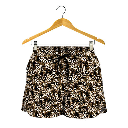 Dark Western Floral Pattern Print Women's Shorts