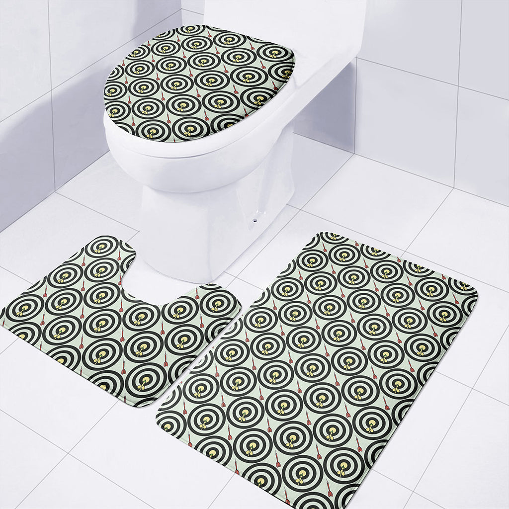 Dartboard Cartoon Pattern Print 3 Piece Bath Mat Set