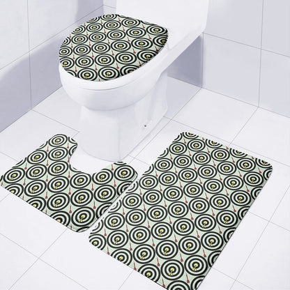 Dartboard Cartoon Pattern Print 3 Piece Bath Mat Set