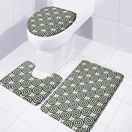 Dartboard Cartoon Pattern Print 3 Piece Bath Mat Set