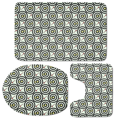 Dartboard Cartoon Pattern Print 3 Piece Bath Mat Set