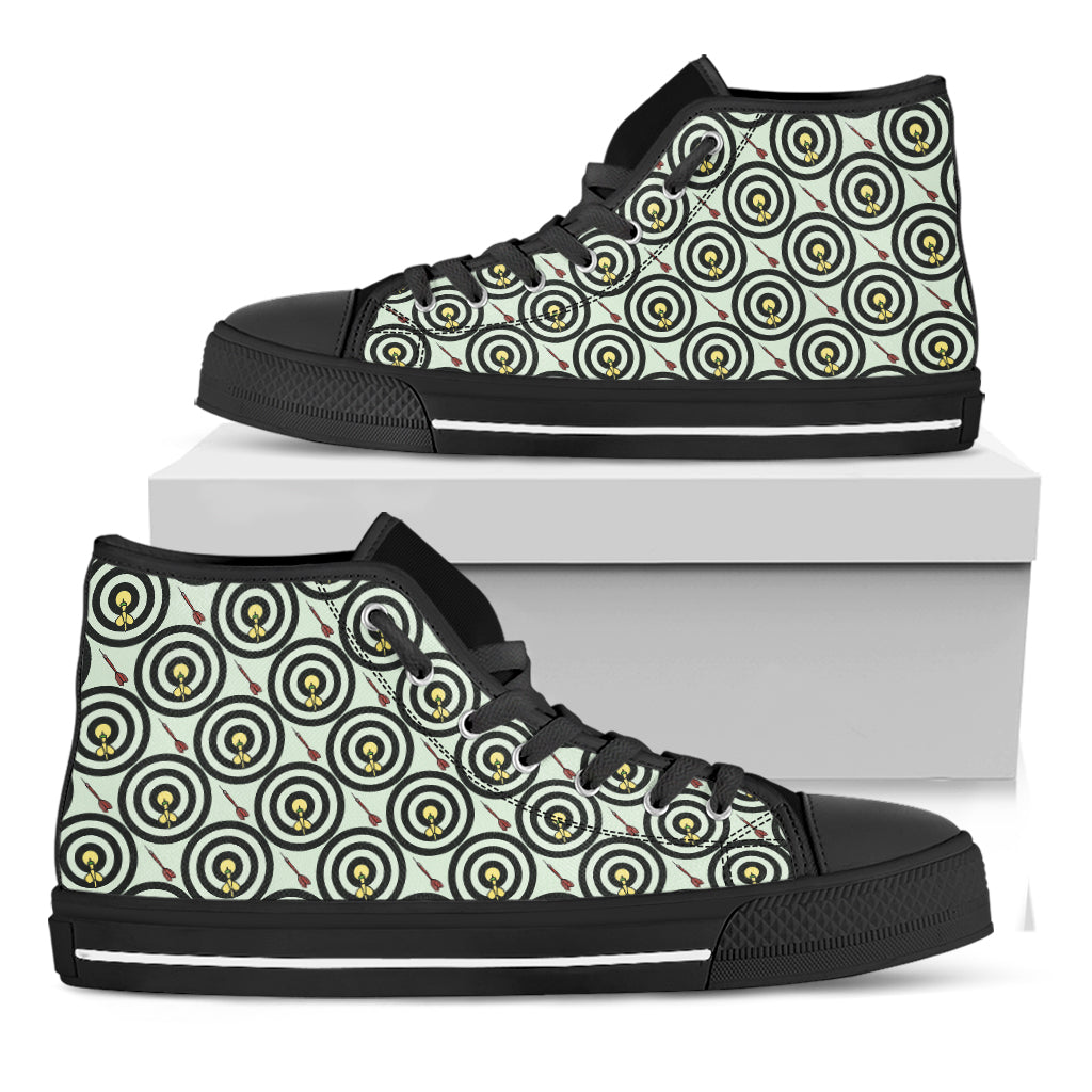 Dartboard Cartoon Pattern Print Black High Top Shoes