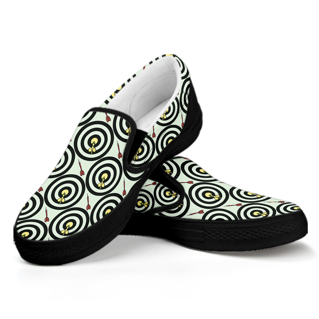 Dartboard Cartoon Pattern Print Black Slip On Shoes