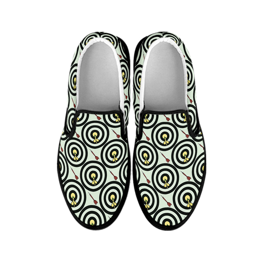 Dartboard Cartoon Pattern Print Black Slip On Shoes
