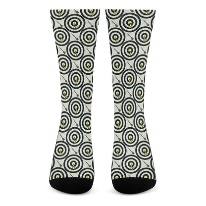 Dartboard Cartoon Pattern Print Crew Socks
