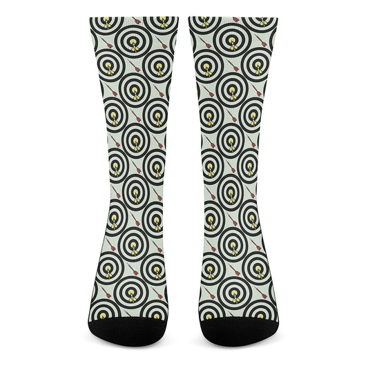 Dartboard Cartoon Pattern Print Crew Socks