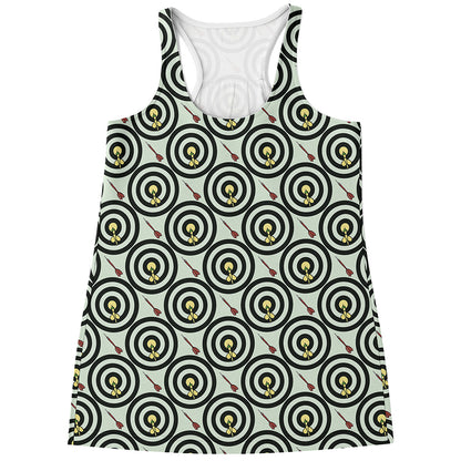 Dartboard Cartoon Pattern Print Women's Racerback Tank Top
