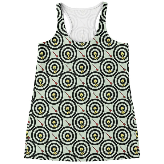 Dartboard Cartoon Pattern Print Women's Racerback Tank Top