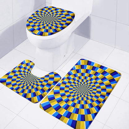 Dartboard Moving Optical Illusion 3 Piece Bath Mat Set