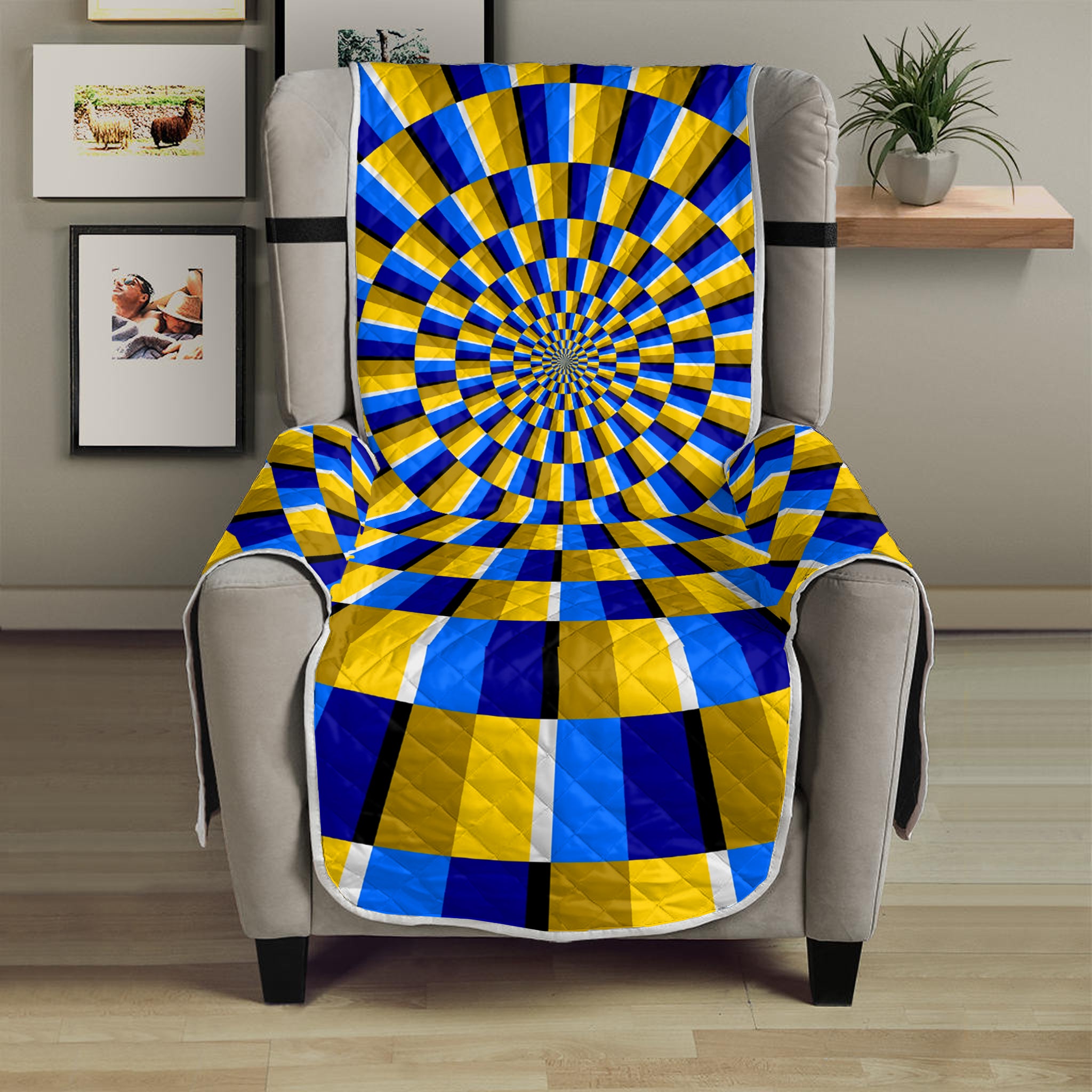 Dartboard Moving Optical Illusion Armchair Protector