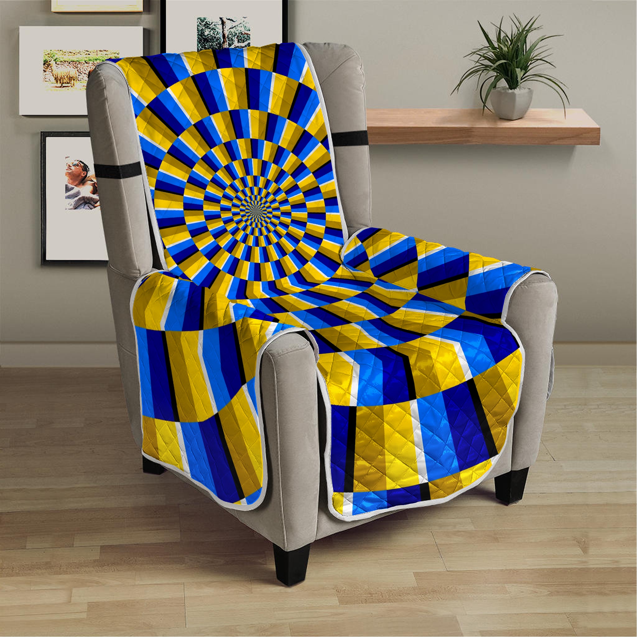 Dartboard Moving Optical Illusion Armchair Protector