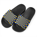 Dartboard Moving Optical Illusion Black Slide Sandals