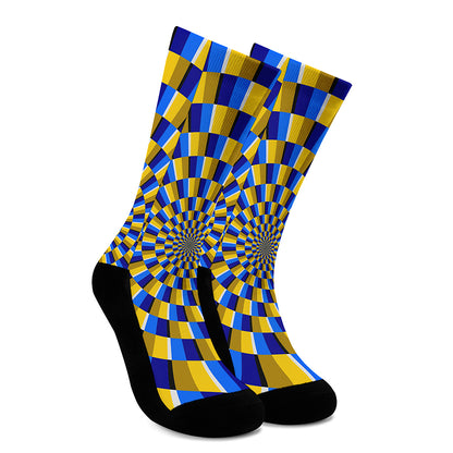 Dartboard Moving Optical Illusion Crew Socks