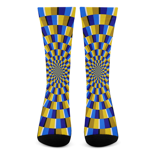 Dartboard Moving Optical Illusion Crew Socks