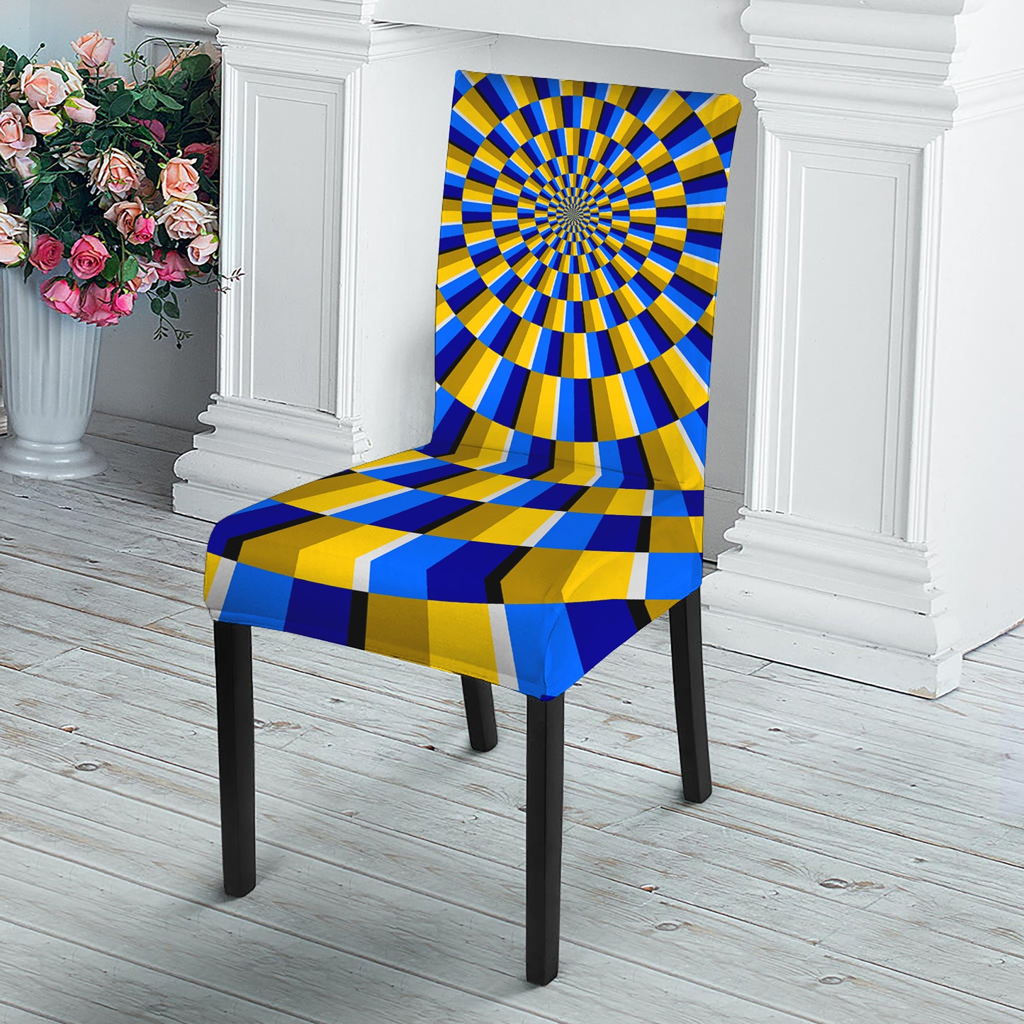 Dartboard Moving Optical Illusion Dining Chair Slipcover